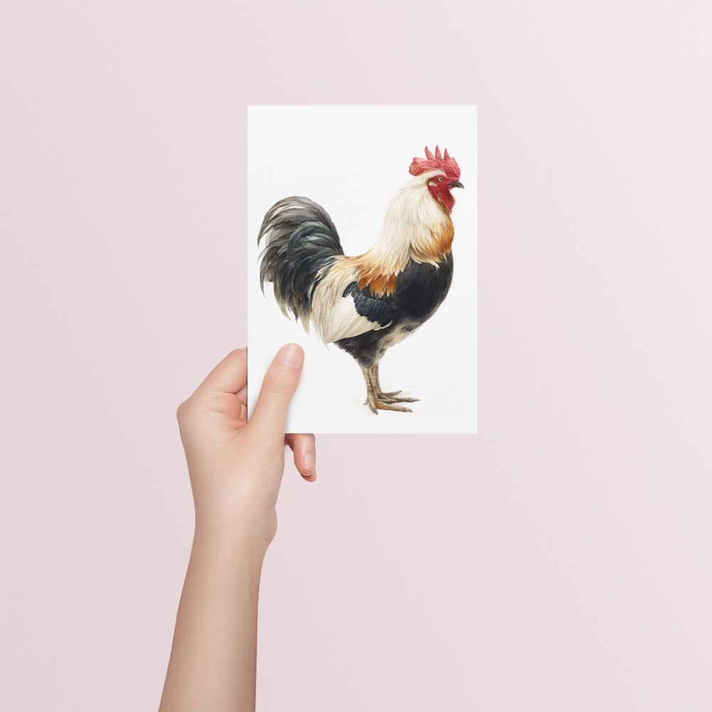 Watercolor Rooster Portrait Wall Art Print Poster, Unframed - Bird Illustration - Picture 5 of 6